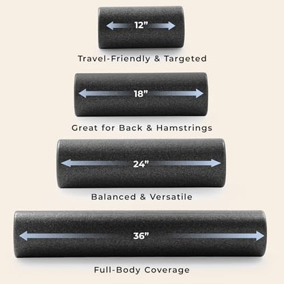 Sunny Health & Fitness 24" Black High-Density Yoga Foam Roller - color: Black, size: 24-Inch