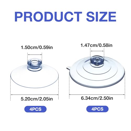 8 Pcs 2 Sizes Sponge Holder Suction Cup, 2 Inch and 2.5 Inch PVC Heavy Strength Large Clear Sucker Without Hooks Replacement Suction Cups for Sponge Holder, Kitchen