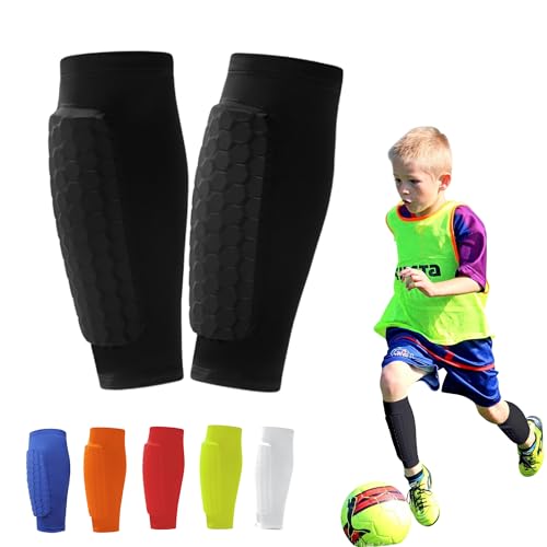 Soccer Shin Guards Pads for Youth Adult - color: Black, size: Medium