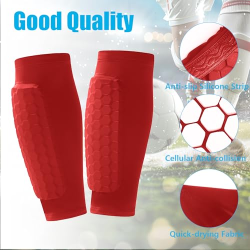 BIRDDIE Soccer Shin Guards Shin Pads for Kids Youth Adult - color: Red, size: X-Small