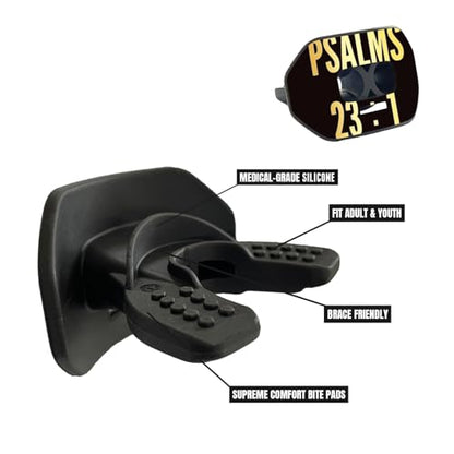 O Shield Vortex Graphic Football Mouth Guard, Psalms 23:1 Black - color: Psalms 23:1 Black