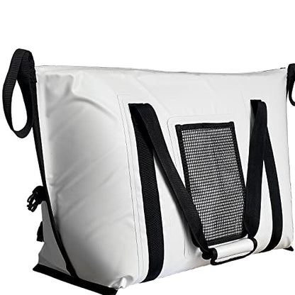 Buffalo Gear Insulated Fish Cooler - 27.5QT 58QT Waterproof Flat Bottom Bag, Leakproof and Fishing Kill Bag - color: White-45QT