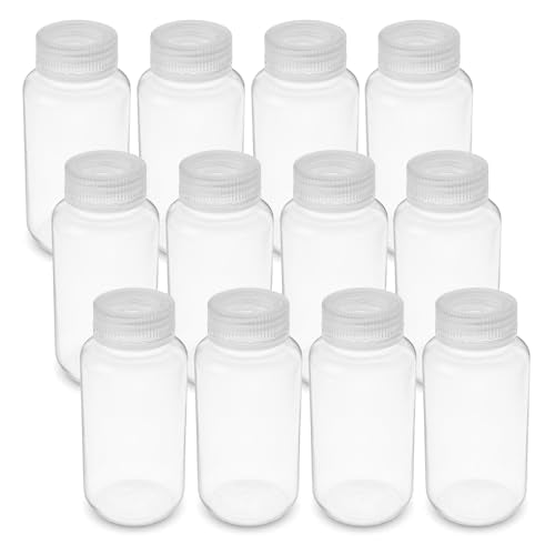 United Scientific® Unistore™ - Sample Containers with Lids - Laboratory Grade Polypropylene Wide Mouth Reagent Bottle - 8 Oz Bottles with Caps (250ml), Plastic Bottles with Lids, Pack of 12 - size: 8 oz (Pack of 12)