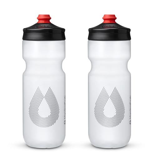 HydraPak Breakaway Surge Lightweight Bike Water Bottle 2-Pack (20oz, 25oz, 30oz) - High Flow, Cycling & Sports Squeeze Bottle - color: Clear, size: 25oz/740ml