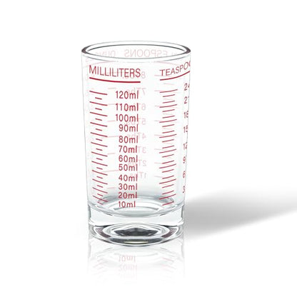 BCnmviku Measuring Cup Shot Glass 4 Ounce/120ML Liquid Heavy High Espresso Glass Cup Black Line (1, Red)