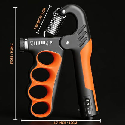 2PCS Grip Strength Trainer, 11-220LBs Adjustable Hand Gripper Strengthener with Automatic Counter, Hand Wrist Forearm Exerciser for Athletes, Musicians, Injury Recovery & Physical Therapy - color: Orange