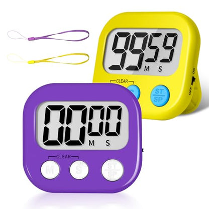 ZILLEEN Classroom Timer for Kids Teachers 2 Pack Digital Timers Pur Ye - color: Purple & Yellow
