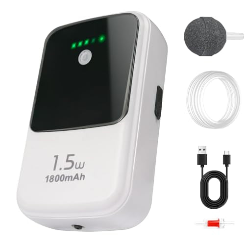 Aquarium Air Pump Rechargeable Aerator for Bait Bucket, Portable Battery Powered Air Pump for Aquarium, Fish Tank Air Pump Bubbler Aerator for Outdoor Fishing (1.5w) - size: 1.5W