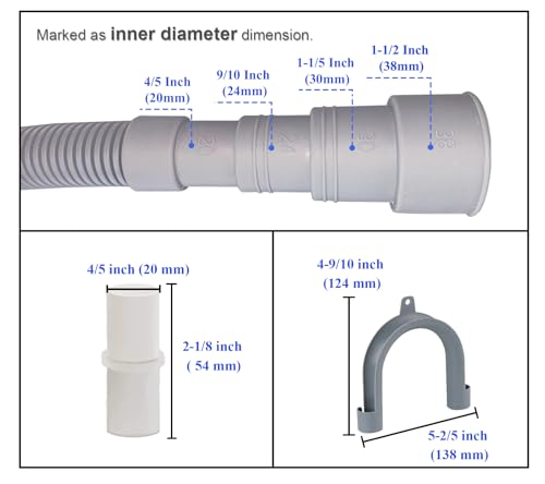 6.5ft Washing Machine Drain Hose Extension Kit - Universal for Washer, Dishwasher & Dehumidifier, 7-Piece Set with U-Bracket, 4 Clamps & Adapter