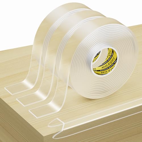 3Pack Clear Edge Protector Strip, 0.8in x 9.84FT(29.52FT Total), Sharp Edge Wrap Cover Tape, Self Adhesive Protective Bumper Guards for Cabinet Door Desk Glass Table Furniture, Kitchen Countertop - size: 0.8in x 9.84FT