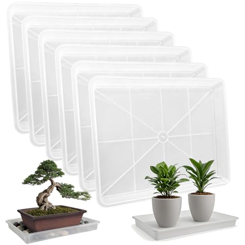 3 Pack Plastic Bonsai Humidity Trays, Rectangle Plant Growing Saucer Water Catcher Drip Tray, Seed Starter Drainage Tray Transparent (11.5x8.3 Inch)