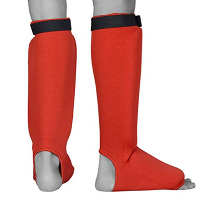 UFG Ultimate - Cloth Shin Instep Guard - Karate MMA Boxing Muay Thai Training Protection - color: Red, size: Large-X-Large