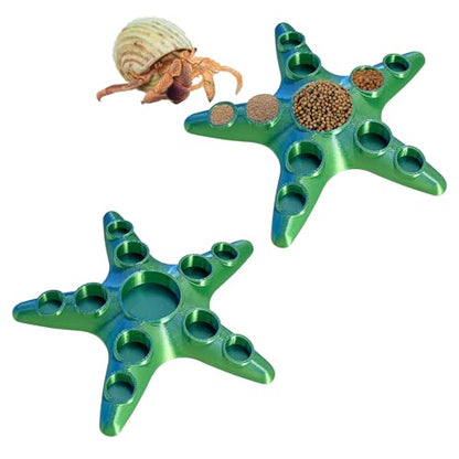 Hermit Crab Food and Water Dishes, 2 Pcs 10-Grid Feeding Bowls, Reptile Tank Accessories for Lizards, Snakes, Frogs and Small Pets