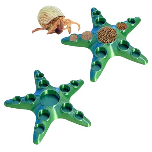 Hermit Crab Food and Water Dishes, 2 Pcs 10-Grid Feeding Bowls, Reptile Tank Accessories for Lizards, Snakes, Frogs and Small Pets