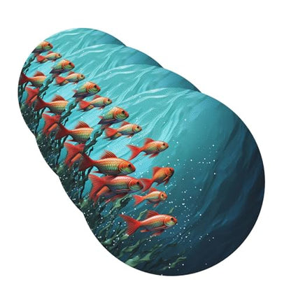 Drink Coasters Set of 4 Leather Coasters for Drinks Fish Aquarium Round Cup Mat Pad Easy Clean Bar Coasters Heat Resistant Funny Cup Coasters for Tabletop Protection,4 Inches