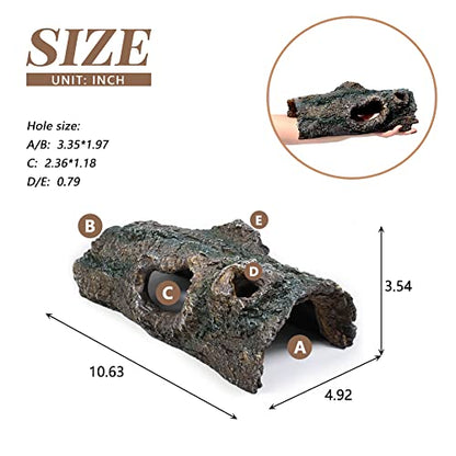 fazhongfa Reptile Hide Tree Trunk Lizard Snake Gecko Axolotl Spider Turtles Bearded Dragon Tank Accessories Large Hollow Log for Aquarium or Fish Tank Resin Wood Decorations Ornament