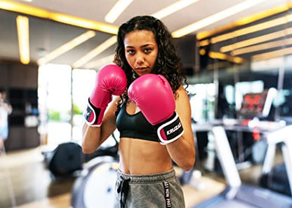 Kruzak Plain Boxing Gloves for Sparring, Kickboxing, Muay Thai, Martial Arts & MMA Fighting - Men & Women Punch Bag Mitts Training and Focus Pads Punching - color: Pink, size: 14 oz