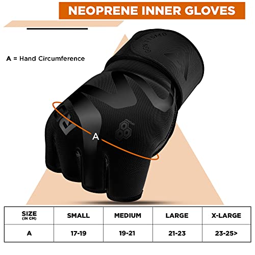RDX Boxing Inner Gloves Hand Wraps Men Women, Hybrid Design Gym Weight Lifting Workout, 50Cm Long Wrist Support, Neoprene Under Mitts, MMA Muay Thai Martial Arts Training, Kickboxing Punching - size: Large