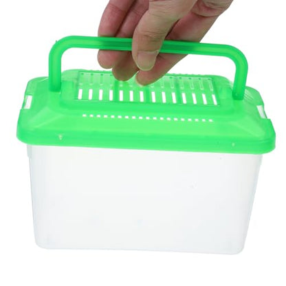NUOBESTY Portable Turtle Tank and Plastic Fish Bowl Handheld Reptile Carrier with Green Medium Aquarium Box for Travel and Pet Transport