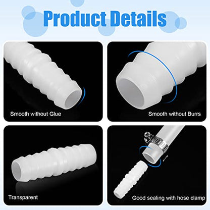 Treela 10 Set Plastic Hose Barb Fitting 3/8" x 3/8" Pipe Connectors Barbed Splicer Mender Joint Adapter Union with 20 Pcs Hose Clamps for Household Adapters Fuel Gas Liquid Air Repair