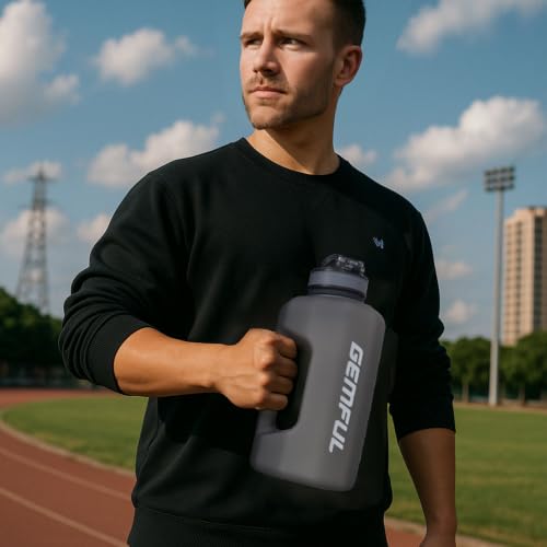 GEMFUL 74oz Motivational Water Bottle with Straw & Time Marker Gym (Grey) - color: Grey with Straw