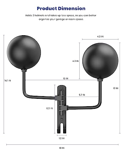 Helmet Hanger Wall Mount 180° Swivel Helmet Holder for Motorcycle Bike Racing Outerwear Sports Gear - color: 2in1