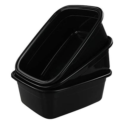3-pack Black 16 Quart Wash Tub, Plastic Rectangular Dish Pan