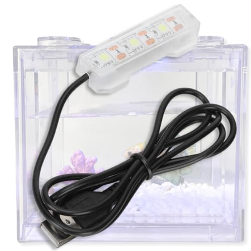 Small Fish Tank Light,LED Aquarium Light 0.6W 5V 2.4x0.8 Inch 1m USB Cable with Double Sided Tape, Small Aquarium Light Fish Tank Lamp for Small Aquarium or Office Desk Fish Tank