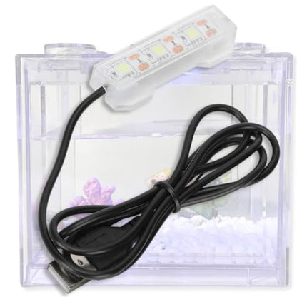 Small Fish Tank Light,LED Aquarium Light 0.6W 5V 2.4x0.8 Inch 1m USB Cable with Double Sided Tape, Small Aquarium Light Fish Tank Lamp for Small Aquarium or Office Desk Fish Tank