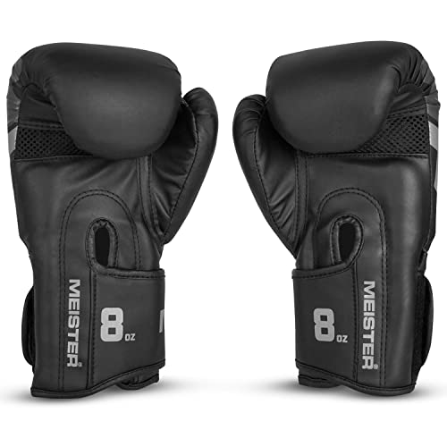 Meister [Critical] Boxing Gloves - Ergonomic High-Density Training Gloves - style: 8 Ounce Gloves - Matte Black