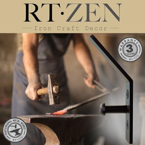 RTZEN Classic Farmhouse Wall Mount Multi-Use Wrought Iron Hook Set (3 Pack) - style: Double Hammer Nail