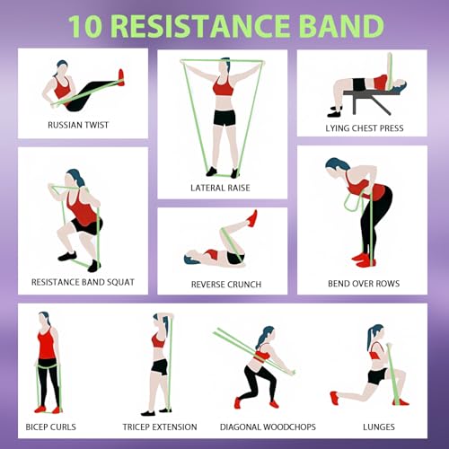 Resistance Bands for Pull Up Assist, Stretch Bands & Exercise Workout Set - color: 5-85LBS PINK PURPLE