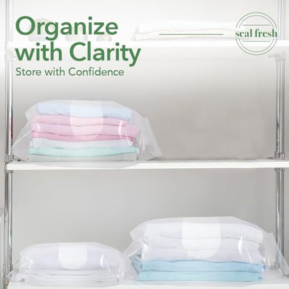 Seal Fresh 5 Gallon Large Plastic Storage Bags – 18" x 24" (60 Count) – Reusable XXL Extra Large Clear Jumbo Zip Lock Bags with Sealable Zipper Top For Clothes, Travel, Moving