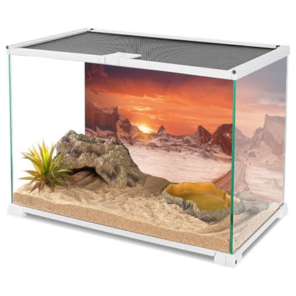 AWERT 48x20 inches Sun and Desert Terrarium Background Orange Reptile Habitat Background Durable Polyester Background - size: 48x20in/120x50cm