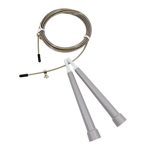10 FT Adjustable Speed Jump Rope for Crossfit Boxing MMA Double Unders WOD Skipping Workout Fitness Cardio Endurance Training Martial Arts - Adjustable for Men, Women, Children (Gray)