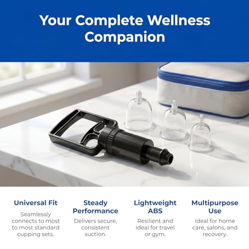 Baluue Handheld Vacuum Cupping Pump Replacement Suction Handle Manual Body Massage Tool Accessory for Vacuum Cups, Ergonomic Grip Pump Device, Black