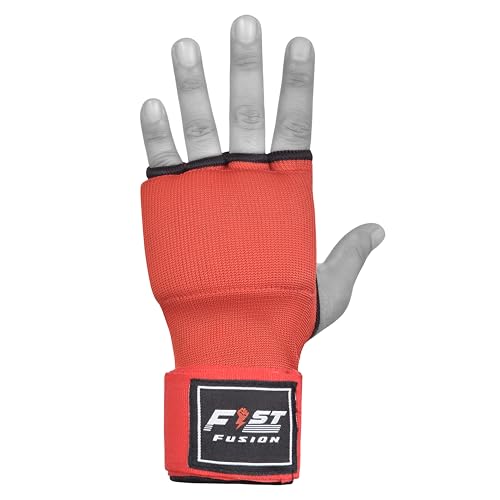 Boxing Inner Gloves Cotton Cloth Stretchable Gel Padded Kickboxing MMA Training Gloves Long Wrist Support Gloves - color: Red, size: Small-Medium