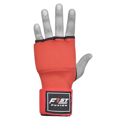 Boxing Inner Gloves Cotton Cloth Stretchable Gel Padded Kickboxing MMA Training Gloves Long Wrist Support Gloves - color: Red, size: Small-Medium
