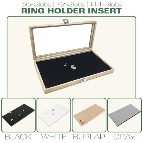 2-Pack 32-Compartments Flocked Velvet Jewelry Display Inserts - Tray/Case Liners - Ring Earrings Storage, (White) by The Display Guys - color: White, size: Compartments - 32