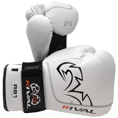 RIVAL Boxing RB1 Ultra Bag Gloves, 20th Anniversary Edition, High-Density Multi-Layered Padding and Signature Wrist Lock Strapping System - color: White, size: Medium