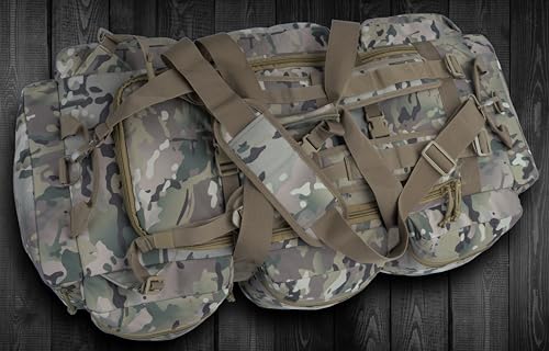 100L Large Military Duffle Bag Deployment Duffel Bag Sports Equipment Travel Luggage Bag with Detachable Backpack Straps… - color: AT Camo