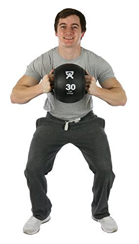 CanDo Dual-Handle Medicine Ball - 9" Diameter - Black - 30 lb