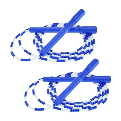 YUEDONG Beaded Jump Rope, 20cm Handles, Soft TPU Beads, Rhythmic Click - color: BLUE-BLUE