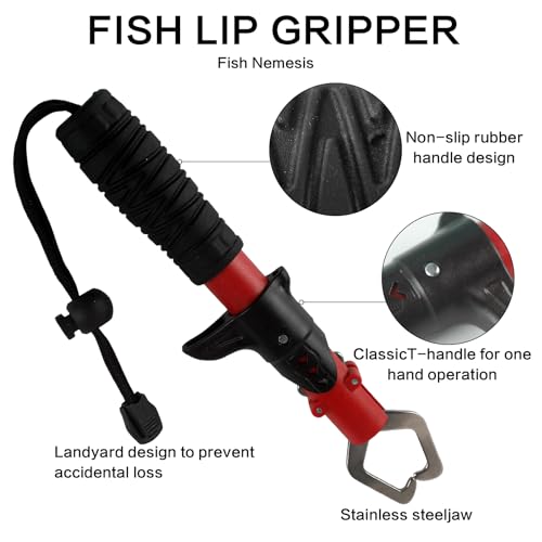 3Pcs Fishing Tool Kit Includes Folding Fishing Landing Net, Fish Lip Gripper, Multifunctional Pliers with Lanyard Sheath, Fishing Gear Accessories Equipment Gifts for Fishermen