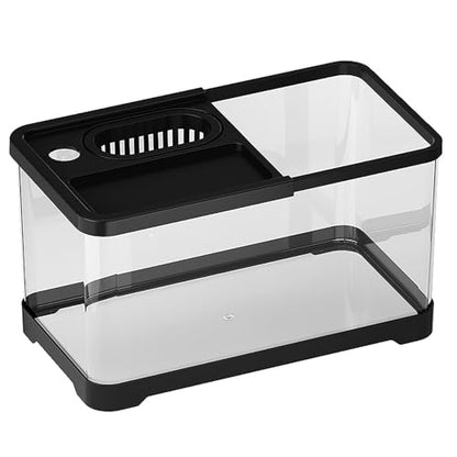 TaLcuS Acrylic Aquarium with LED Light, Rectangular Aquarium with Filter and Oxygen Supply, Gold Fish Tank Starter Kit, Clear Silent Aquarium(Black,52.7 * 29.3 * 28cm)