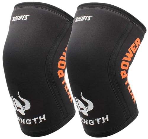 Knee Compression Sleeves for Men Women Weightlifting Knee Sleeves, 7mm Neoprene Knee Brace for Men Women, Thick Compression Brace for Weightlifting Powerlifting Squatting Cross Fit Training (Black Fighter, Large) - color: Black Fighter, size: Large