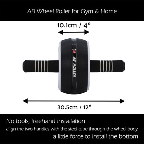 AB Wheel Roller, Exercise Abdominal Wheel Fitness for Gym & Home, Work-out Strength-Training Equipment with Knee Pad