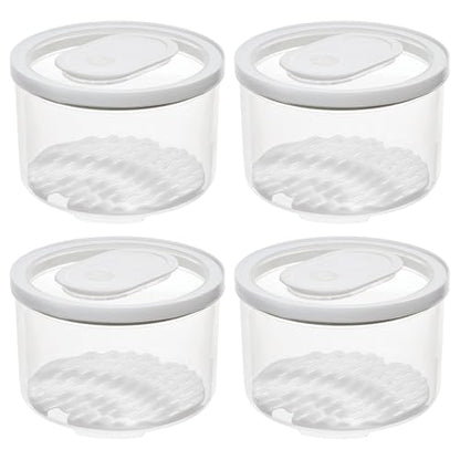 iDesign Round Fridge Produce Bin with Removable Drainage Tray and Lid - Set of 4 - Clear - size: Round- Large, style: Pack of 4