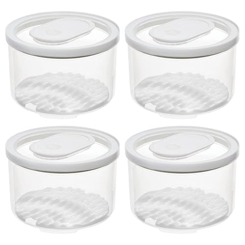 iDesign Round Fridge Produce Bin with Removable Drainage Tray and Lid - Set of 4 - Clear - size: Round- Large, style: Pack of 4