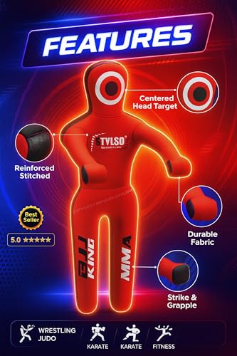 Unfilled Grappling Dummy – Adult Life Size Wrestling & BJJ Training Dummy, MMA Jiu Jitsu Judo Takedown & Throwing Practice, Heavy-Duty Triple-Stitched Canvas Submission Dummy - color: Red, size: 5ft / 60"